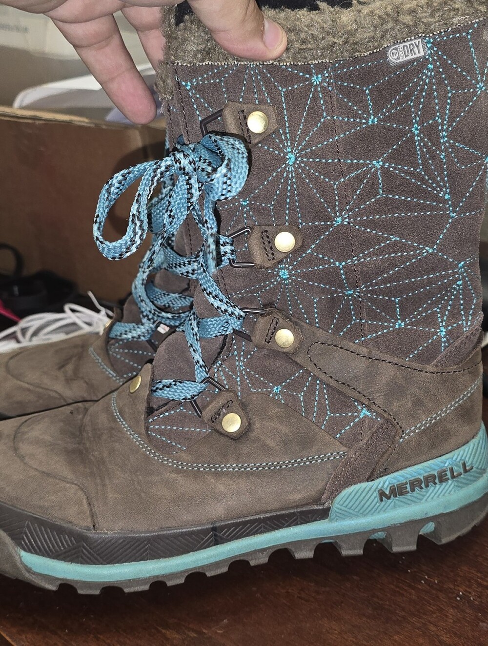 Merrell Brown and Teal Women's Insulated Lace-Up Winter Boot